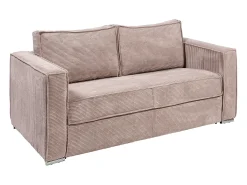 Sofá cama de 3 plazas de pana rosa - 140 cm - Colchón de 14 cm LORETO