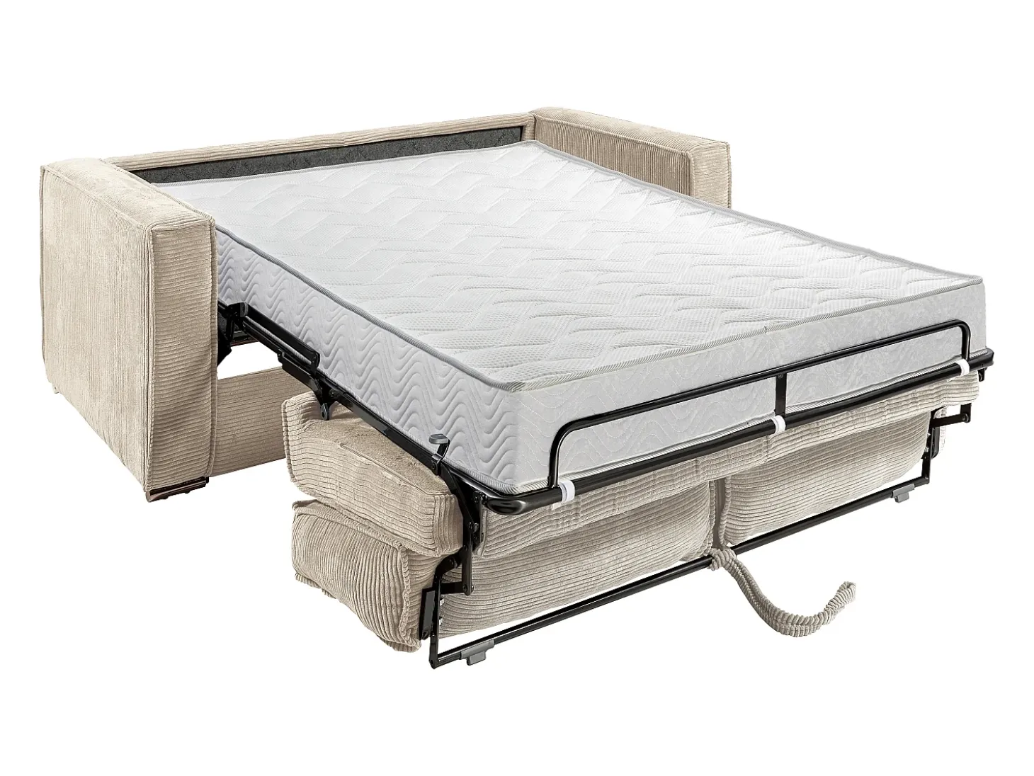 Sofá cama de 3 plazas de pana mostaza láminas 18cm LORETO