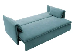 Sofá cama de 3 plazas de pana azul TEODORA