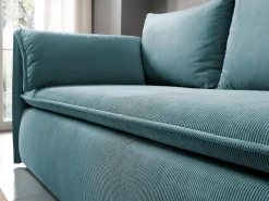 Sofá cama de 3 plazas de pana azul TEODORA