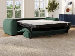 Sofá cama de 4 plazas de pana verde pino POGNIA