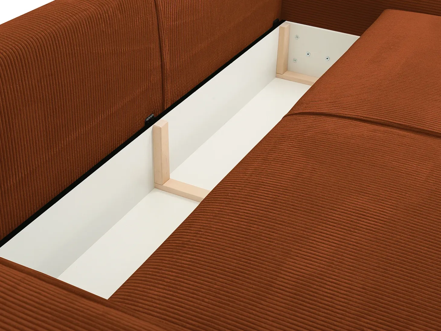 Sofá cama de 4 plazas de pana terracota AMELIA