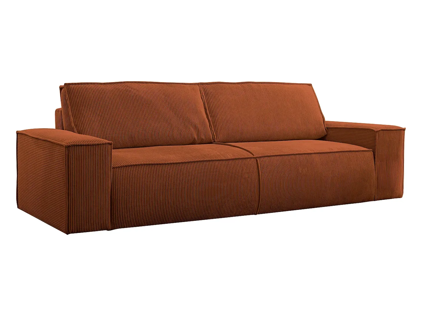Sofá cama de 4 plazas de pana terracota AMELIA