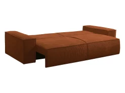 Sofá cama de 4 plazas de pana terracota AMELIA