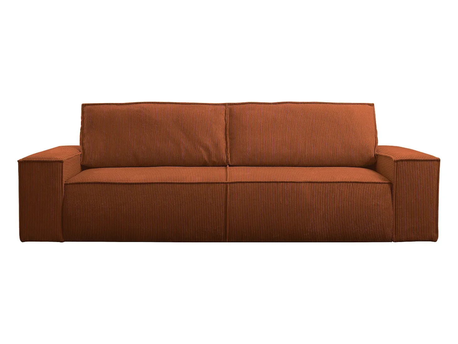 Sofá cama de 4 plazas de pana terracota AMELIA