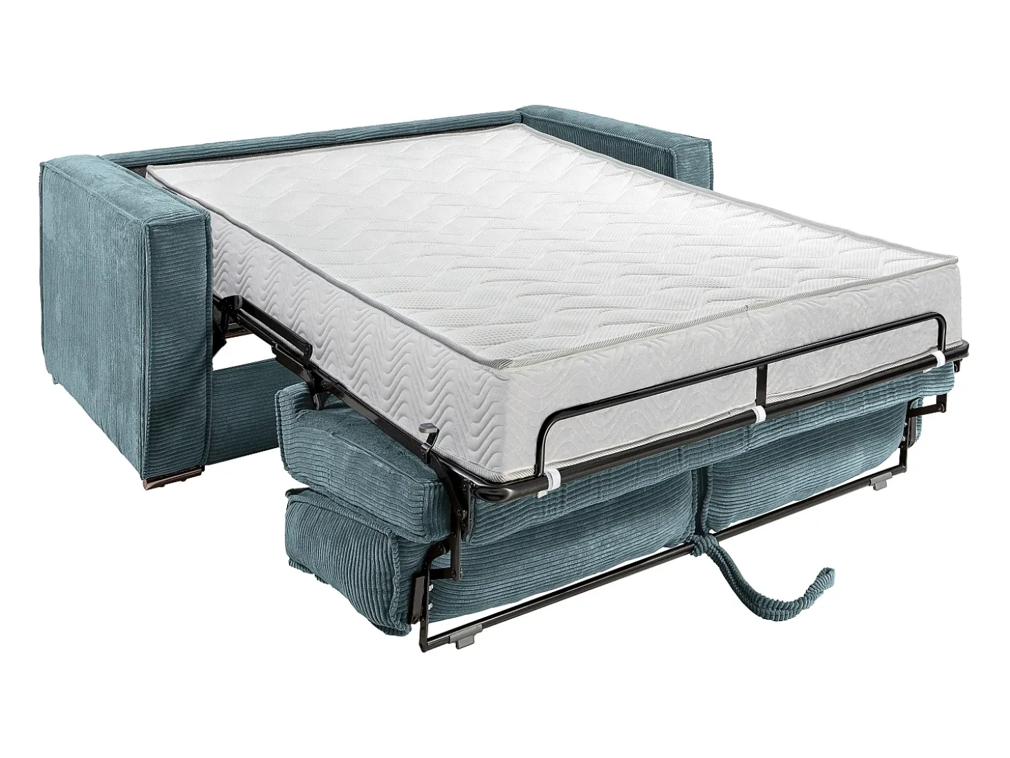 Sofá cama de 4 plazas de pana color beige LORETO