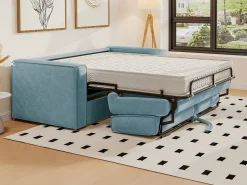 Sofá cama de 4 plazas de pana color beige LORETO