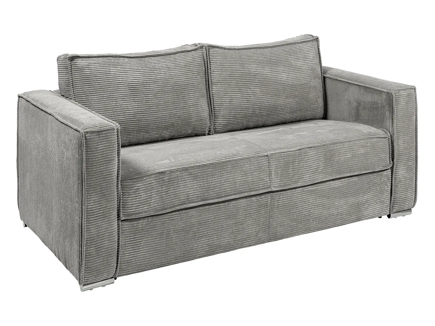 Sofá cama de 3 plazas de pana gris claro - 140 cm - 14 cm LORETO