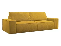 Sofá cama de 4 plazas de pana amarillo AMELIA
