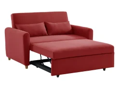Sofá cama de 2 plazas de tela rojo AYLA
