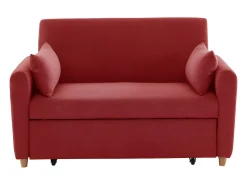 Sofá cama de 2 plazas de tela rojo AYLA