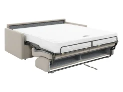 Sofá cama de 3 plazas de tela tipo italiano gris - Colchón de espuma 18 cm - CALIFE