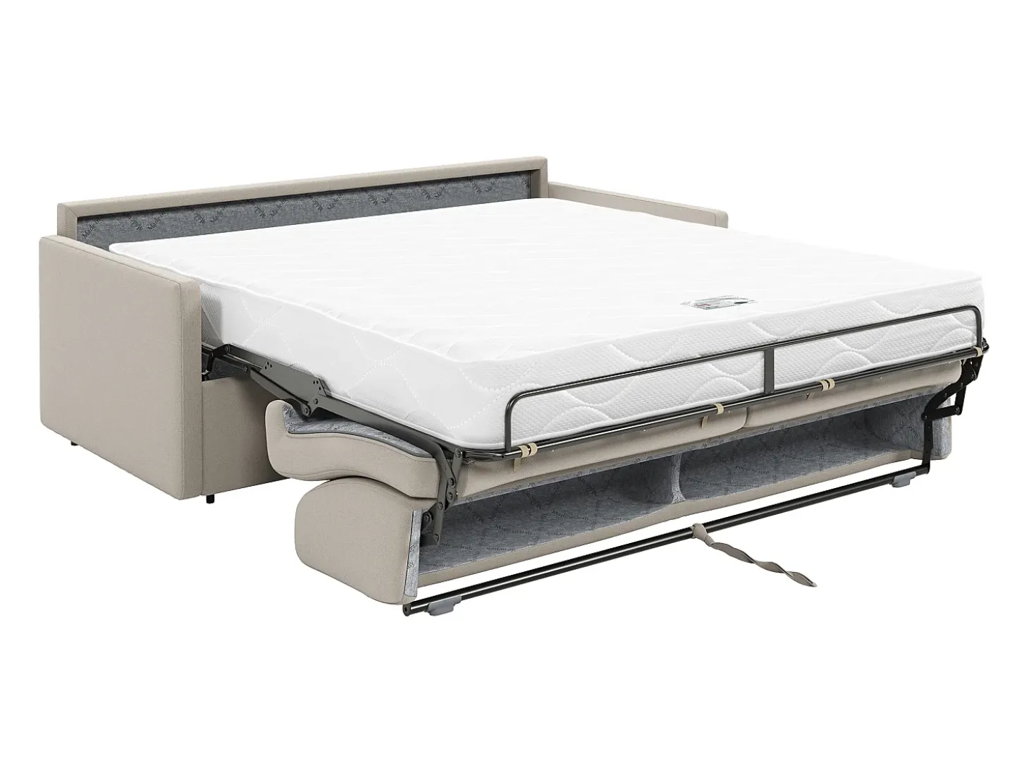 Sofá cama de 3 plazas de tela tipo italiano gris - Colchón de espuma 18 cm - CALIFE