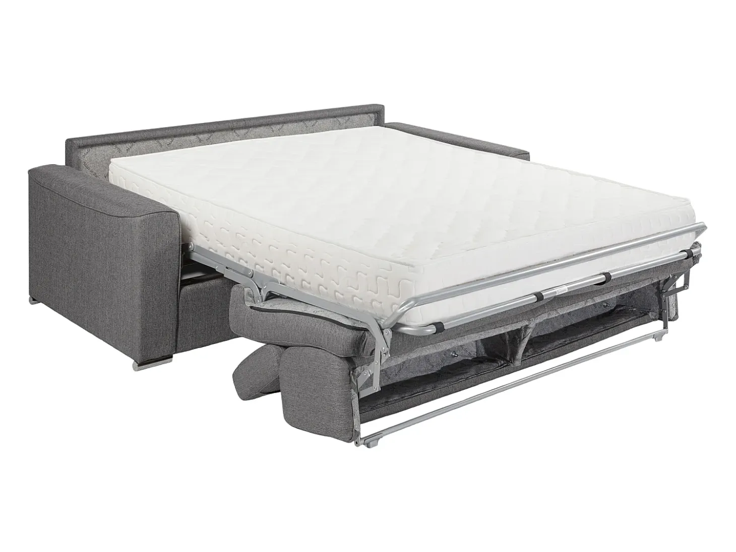 Sofá cama de 4 plazas de tela de apertura rápida Gris colchón - VIZIR