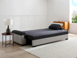 Sofá cama de 3 plazas de tela antracita y gris claro GABY II