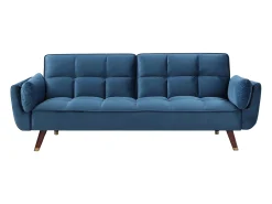Sofá cama de 3 plazas de terciopelo azul GULCAN