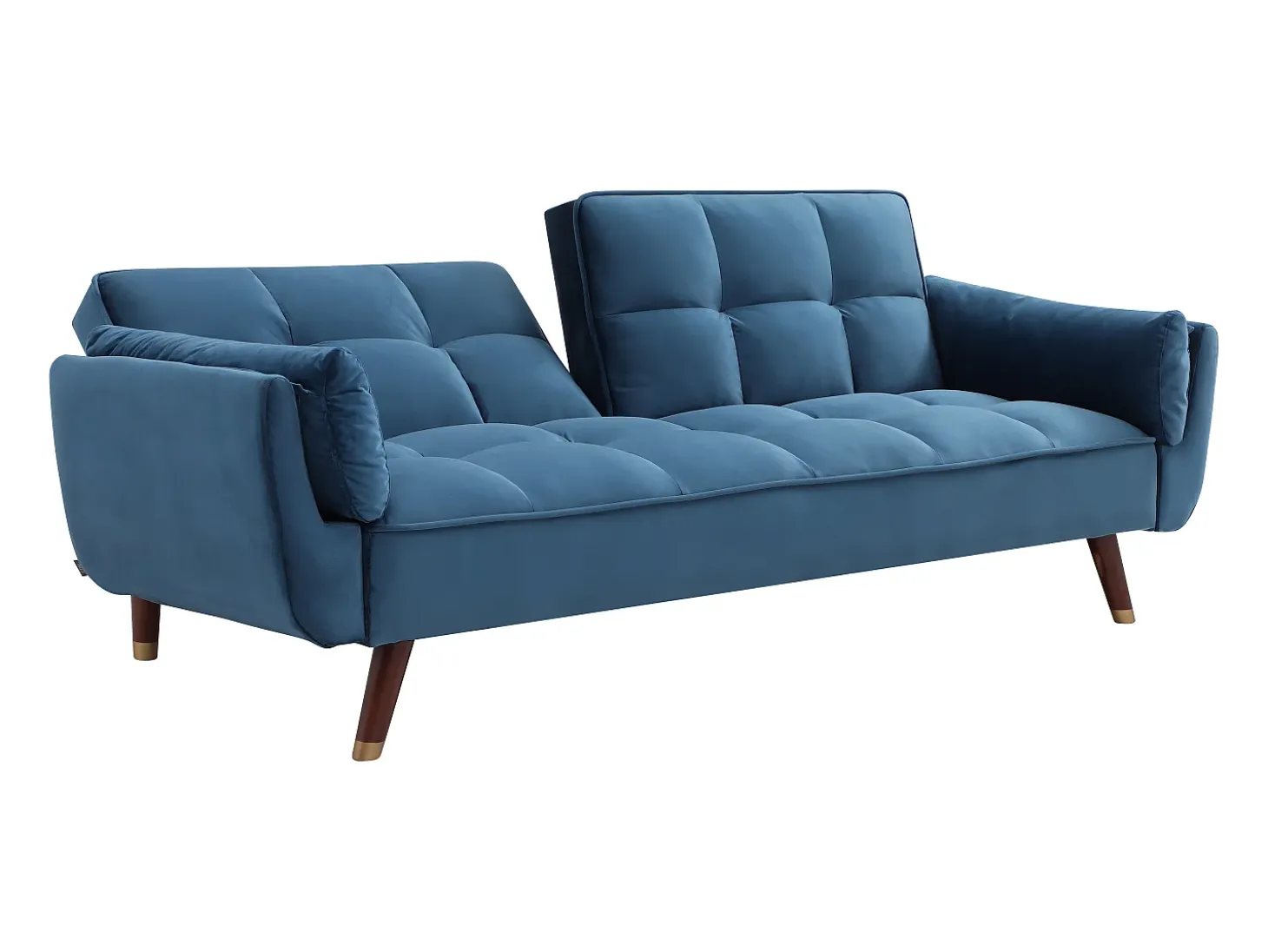 Sofá cama de 3 plazas de terciopelo azul GULCAN