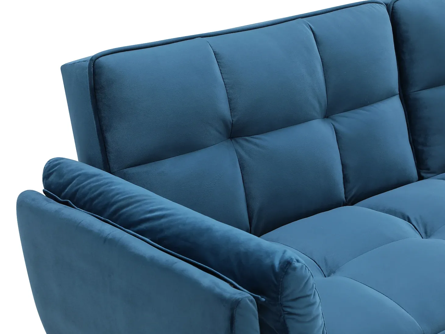 Sofá cama de 3 plazas de terciopelo azul GULCAN