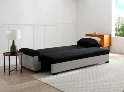 Sofá cama de 3 plazas de tela negro y gris claro GABY II