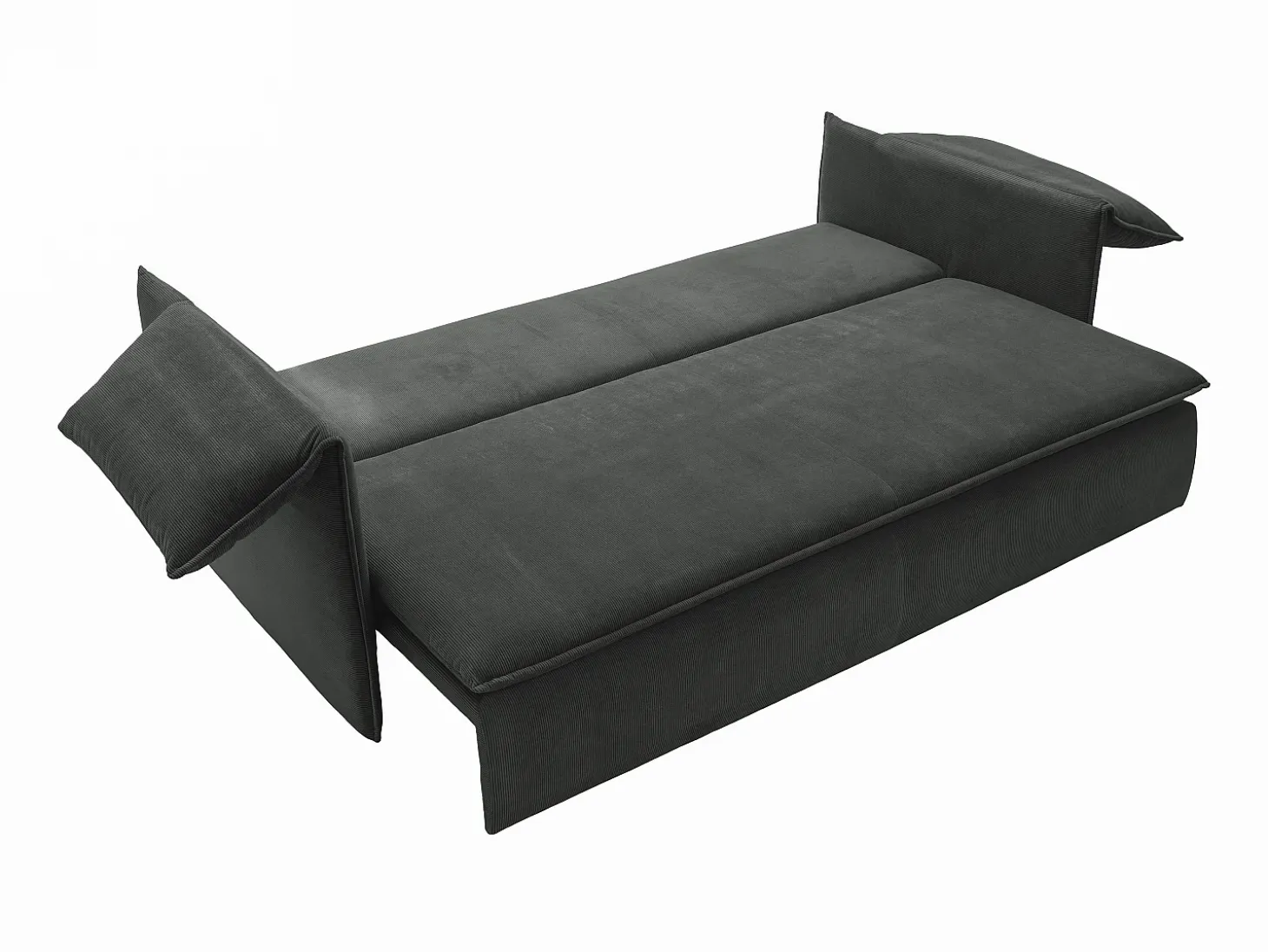 Sofá cama de 3 plazas de terciopelo gris oscuro acanalado TEODORA