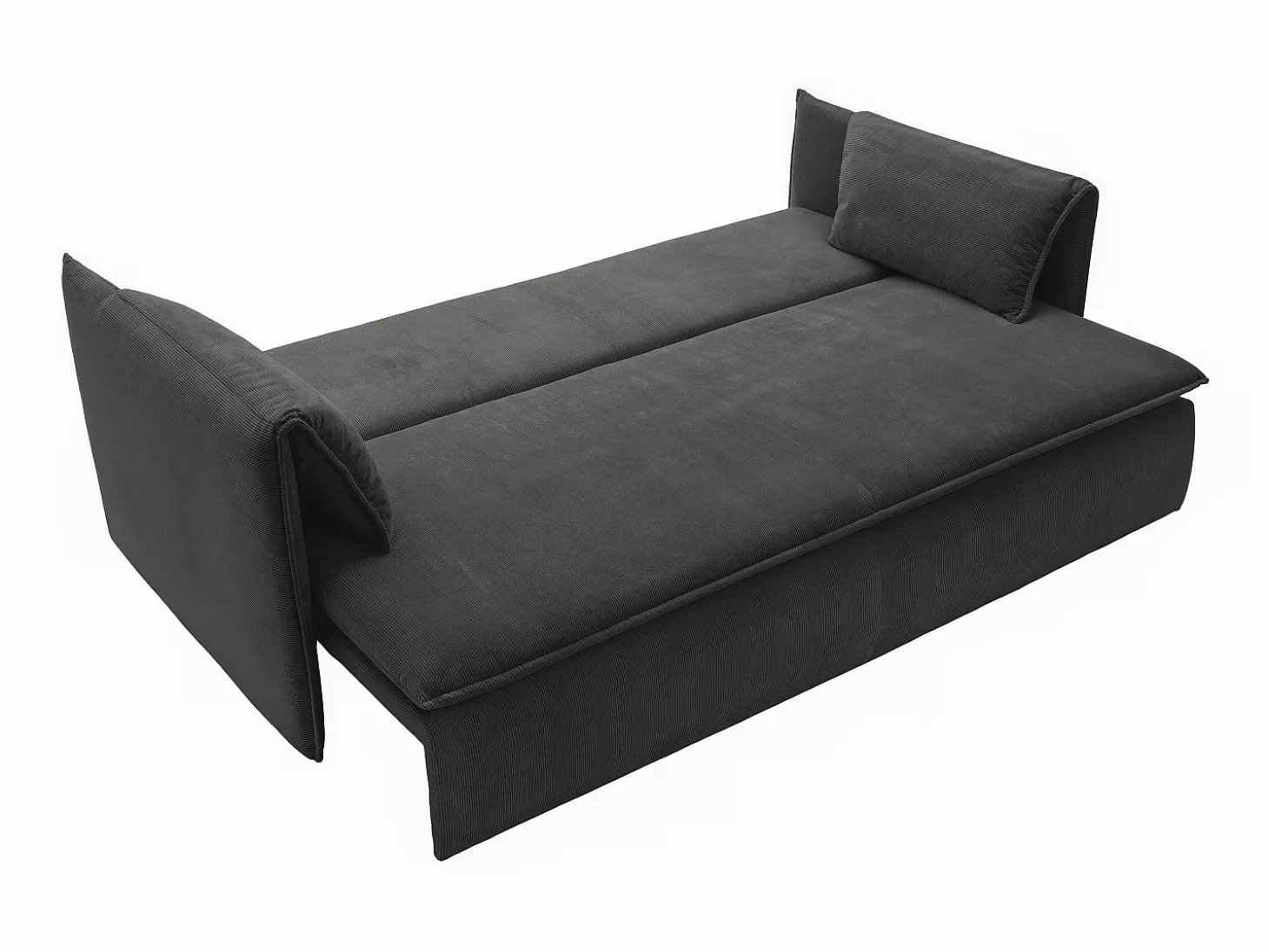 Sofá cama de 3 plazas de terciopelo gris oscuro acanalado TEODORA
