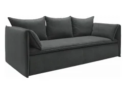 Sofá cama de 3 plazas de terciopelo gris oscuro acanalado TEODORA