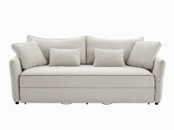 Sofá cama de 3 plazas de tela beige con asiento de espuma viscoelástica SITALA