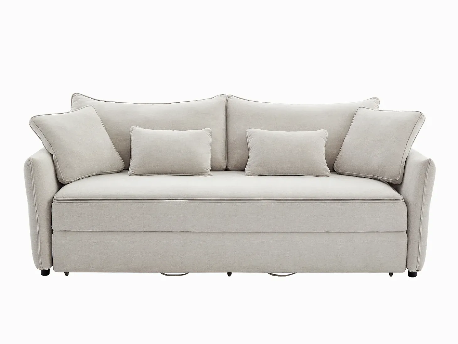 Sofá cama de 3 plazas de tela beige con asiento de espuma viscoelástica SITALA