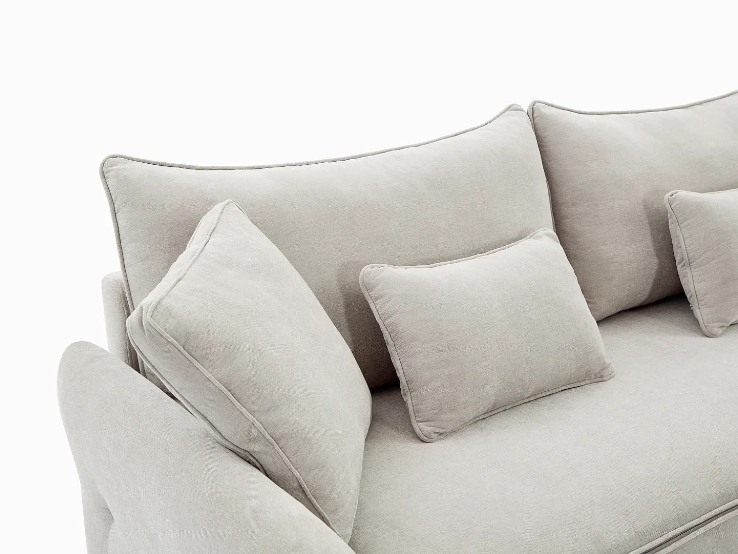 Sofá cama de 3 plazas de tela beige con asiento de espuma viscoelástica SITALA