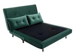 Sofá cama de 2 plazas de terciopelo verde pino de estilo joven URIBIA.