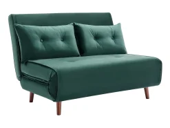Sofá cama de 2 plazas de terciopelo verde pino de estilo joven URIBIA.