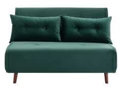 Sofá cama de 2 plazas de terciopelo verde pino de estilo joven URIBIA.