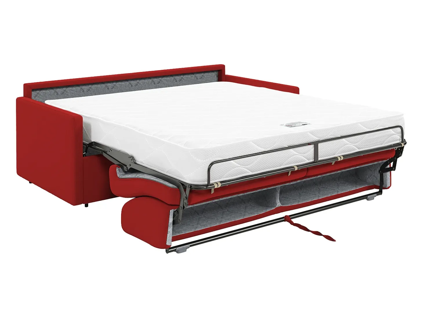Sofá cama de 3 plazas de tela tipo italiano gris - Colchón de espuma 18 cm - CALIFE