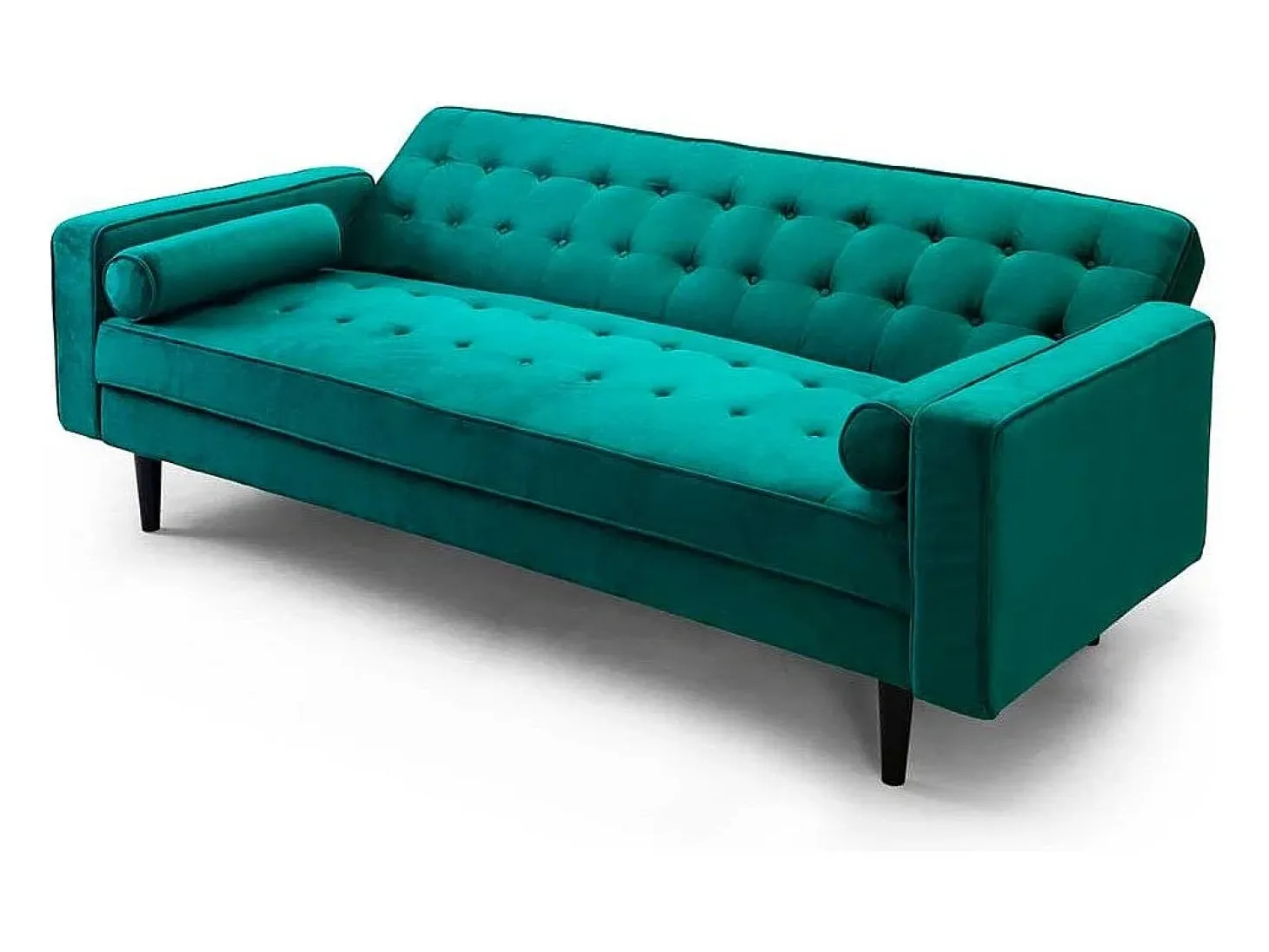Sofá cama de 3 plazas de 100x210x89 cm de terciopelo en color verde y patas negras Green