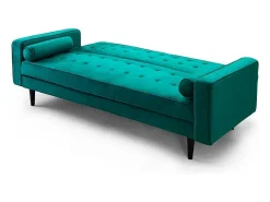 Sofá cama de 3 plazas de 100x210x89 cm de terciopelo en color verde y patas negras Green