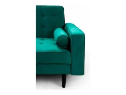 Sofá cama de 3 plazas de 100x210x89 cm de terciopelo en color verde y patas negras Green