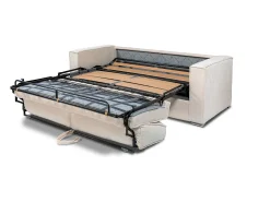 Sofá cama de 4 plazas en chenilla beige láminas anchas - 22 cm LORETO