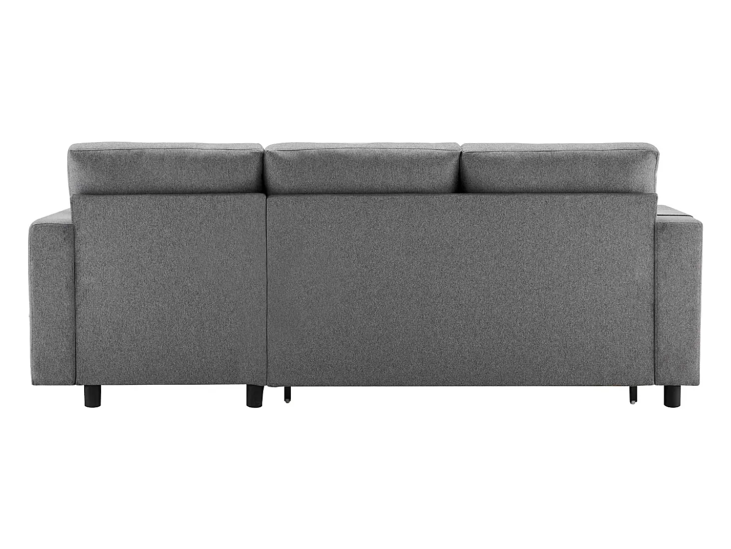 Sofá cama de 3 plazas en L con función de dormir - Chaise longue con almacenaje - Lino gris oscuro