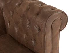 Sofá cama de 3 plazas en microfibra con aspecto de cuero envejecido CHESTERFIELD