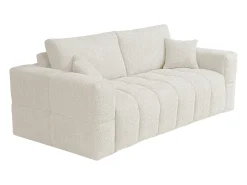 Sofá cama de 4 plazas en tela bouclé beige colchón de 16 cm ISSORO