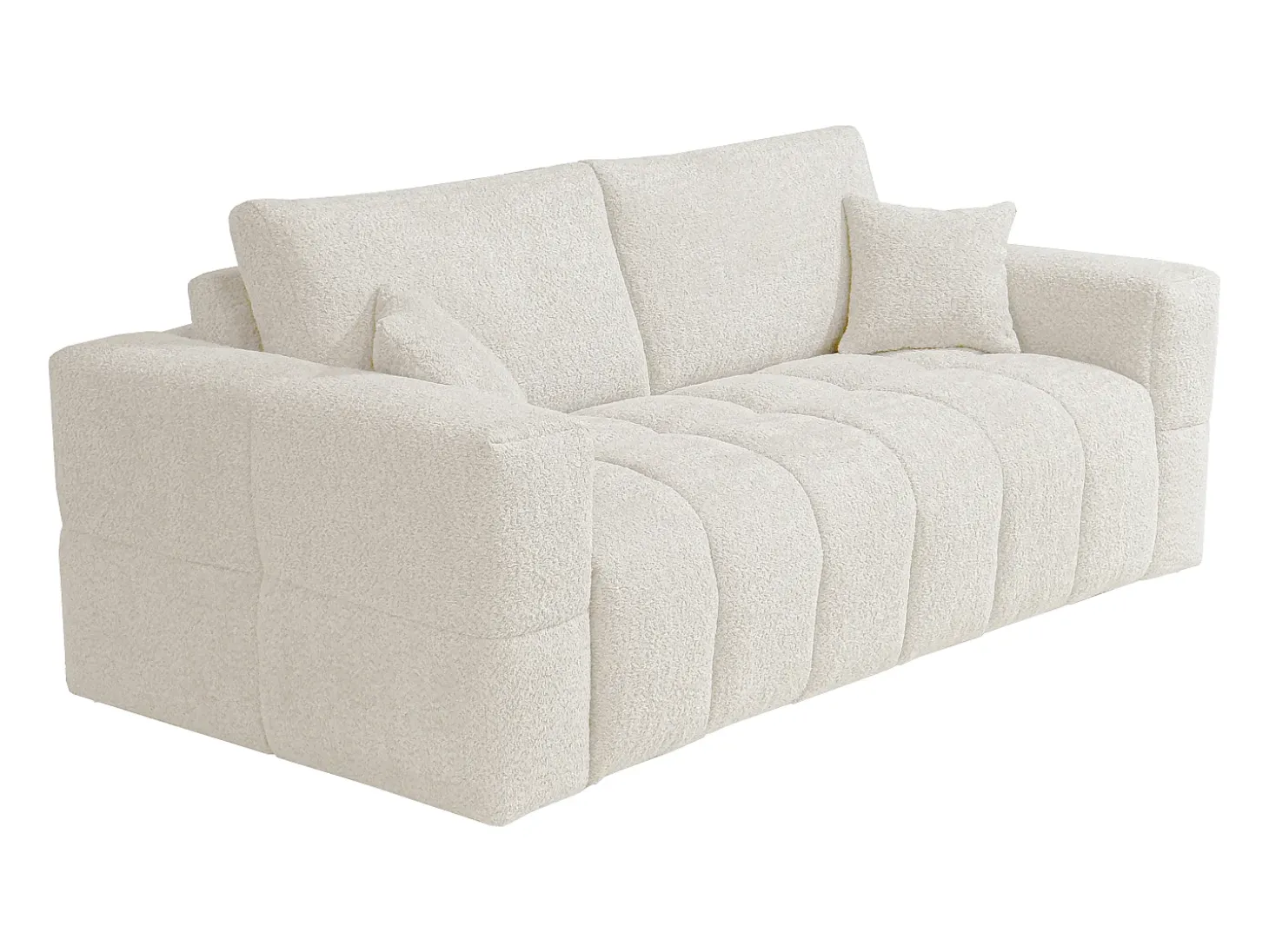 Sofá cama de 4 plazas en tela bouclé beige colchón de 16 cm ISSORO