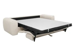 Sofá cama de 4 plazas en tela texturizada beige POGNIA