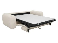 Sofá cama de 3 plazas en tela texturizada beige POGNIA