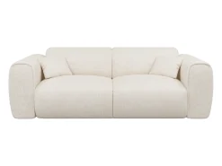 Sofá cama de 3 plazas en tela texturizada beige POGNIA