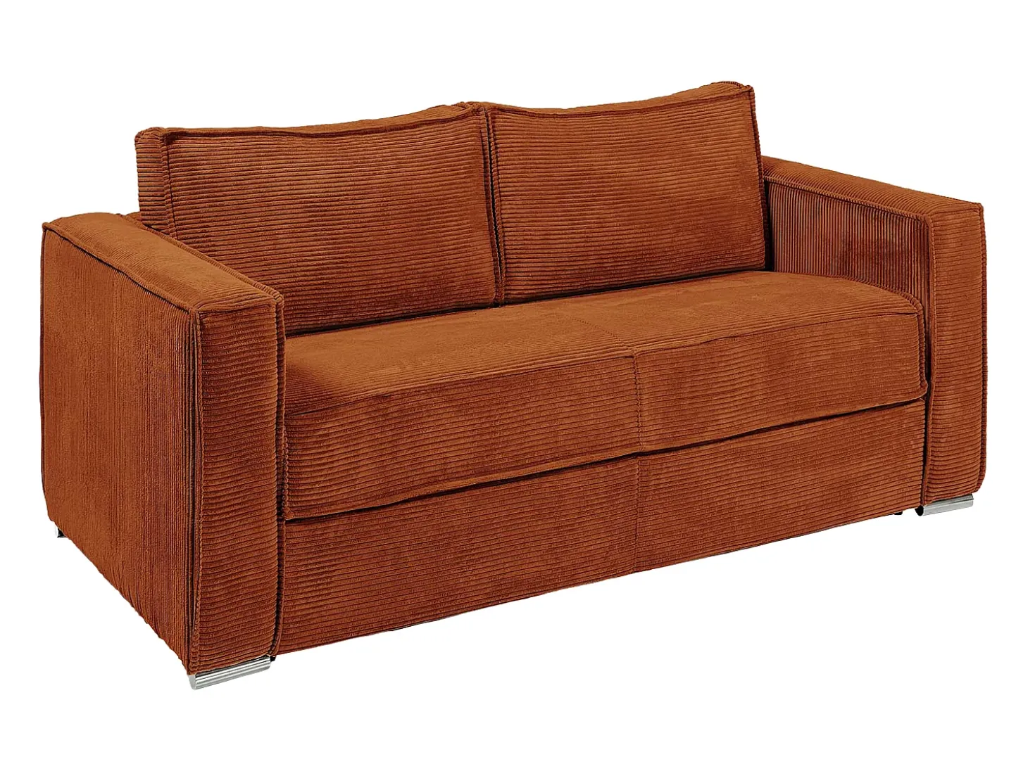 Sofá cama de 4 plazas exprés de pana terracota - 160 cm - 22 cm LORETO