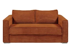Sofá cama de 4 plazas exprés de pana terracota - 160 cm - 22 cm LORETO