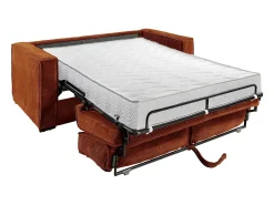 Sofá cama de 4 plazas exprés de pana terracota - 160 cm - 18 cm LORETO