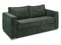 Sofá cama de 4 plazas exprés terciopelo acanalado verde abeto asiento viscoelástico 18 cm LORETO