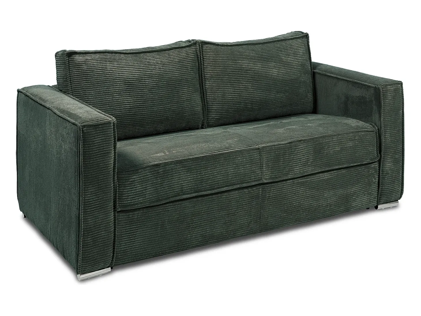 Sofá cama de 4 plazas exprés terciopelo acanalado verde abeto asiento viscoelástico 18 cm LORETO