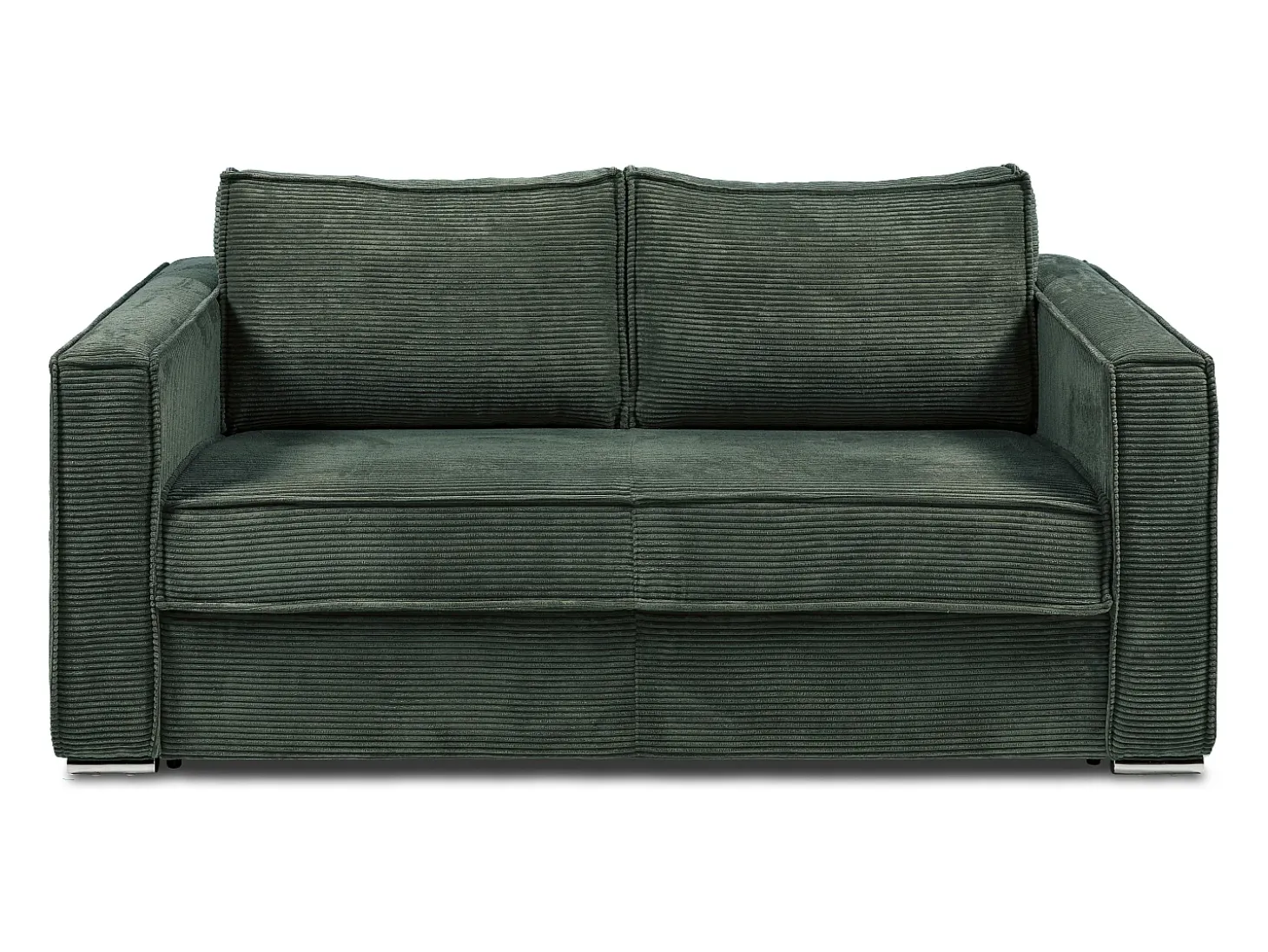 Sofá cama de 4 plazas exprés terciopelo acanalado verde abeto asiento viscoelástico 18 cm LORETO